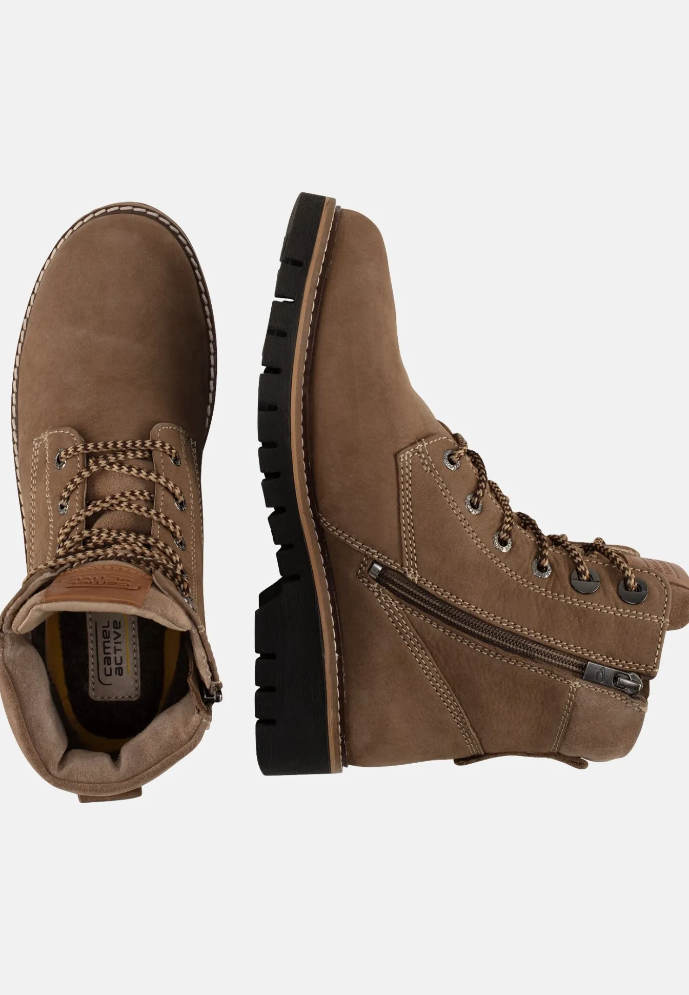 Damen Camel Active Stiefel & Boots^Schnürboot aus Nubuk Rindsleder