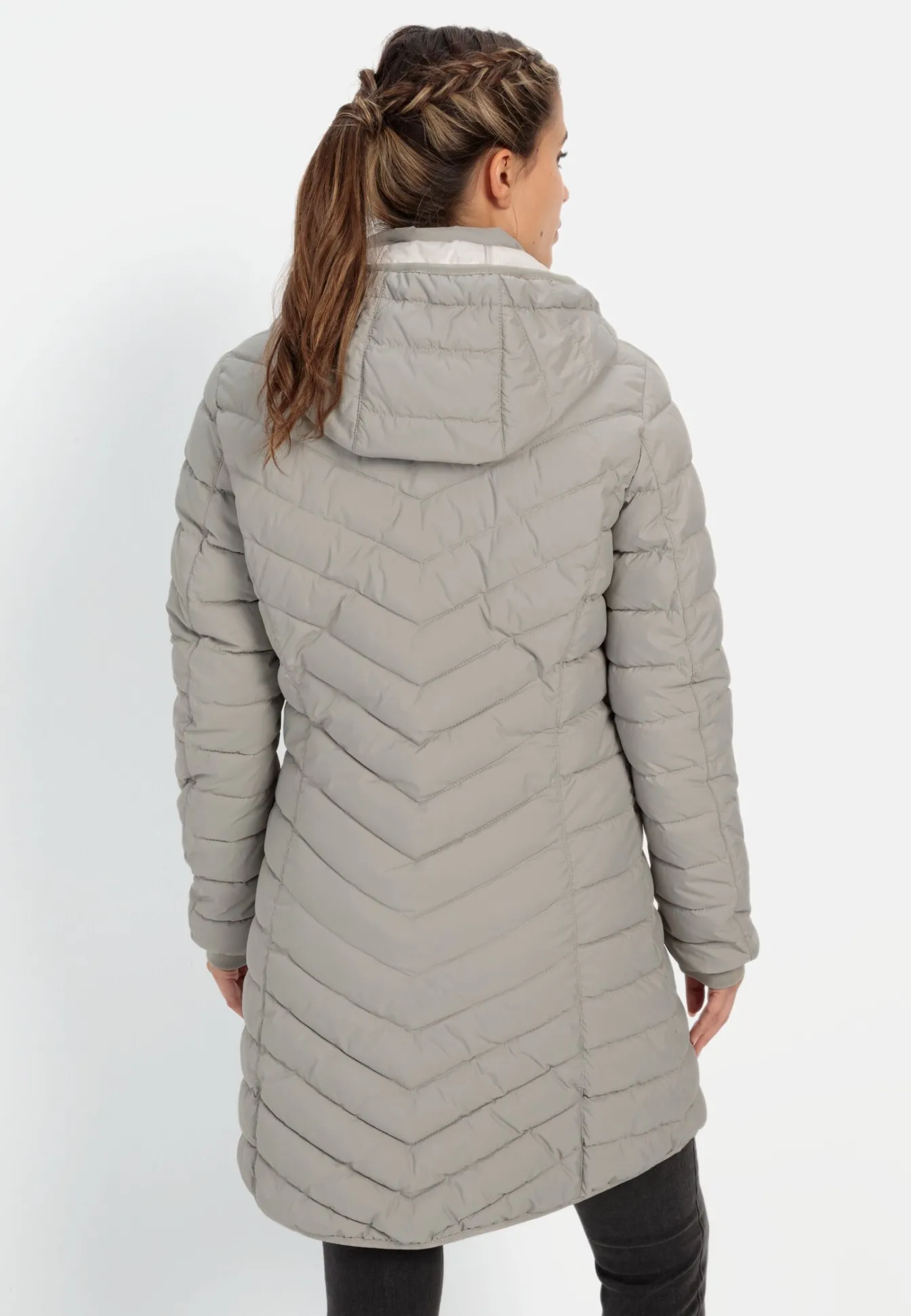 Damen Camel Active Jacken & Westen^Steppmantel mit Fischgrat-Muster