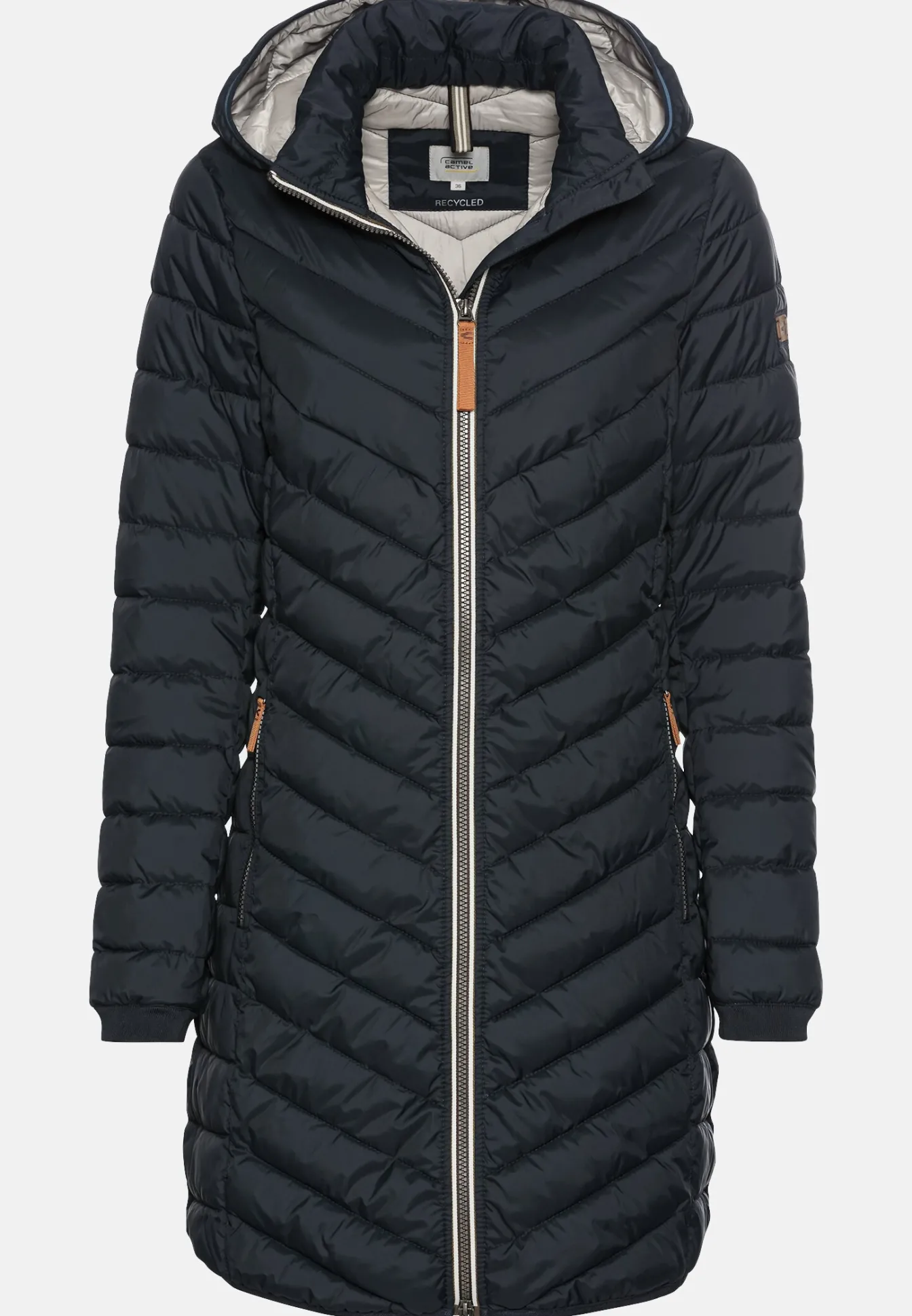 Damen Camel Active Jacken & Westen^Steppmantel mit Fischgrat-Muster