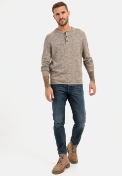 Herren Camel Active T-Shirts & Polos|Pullover & Cardigan^Strick Henleyshirt aus reiner Baumwolle