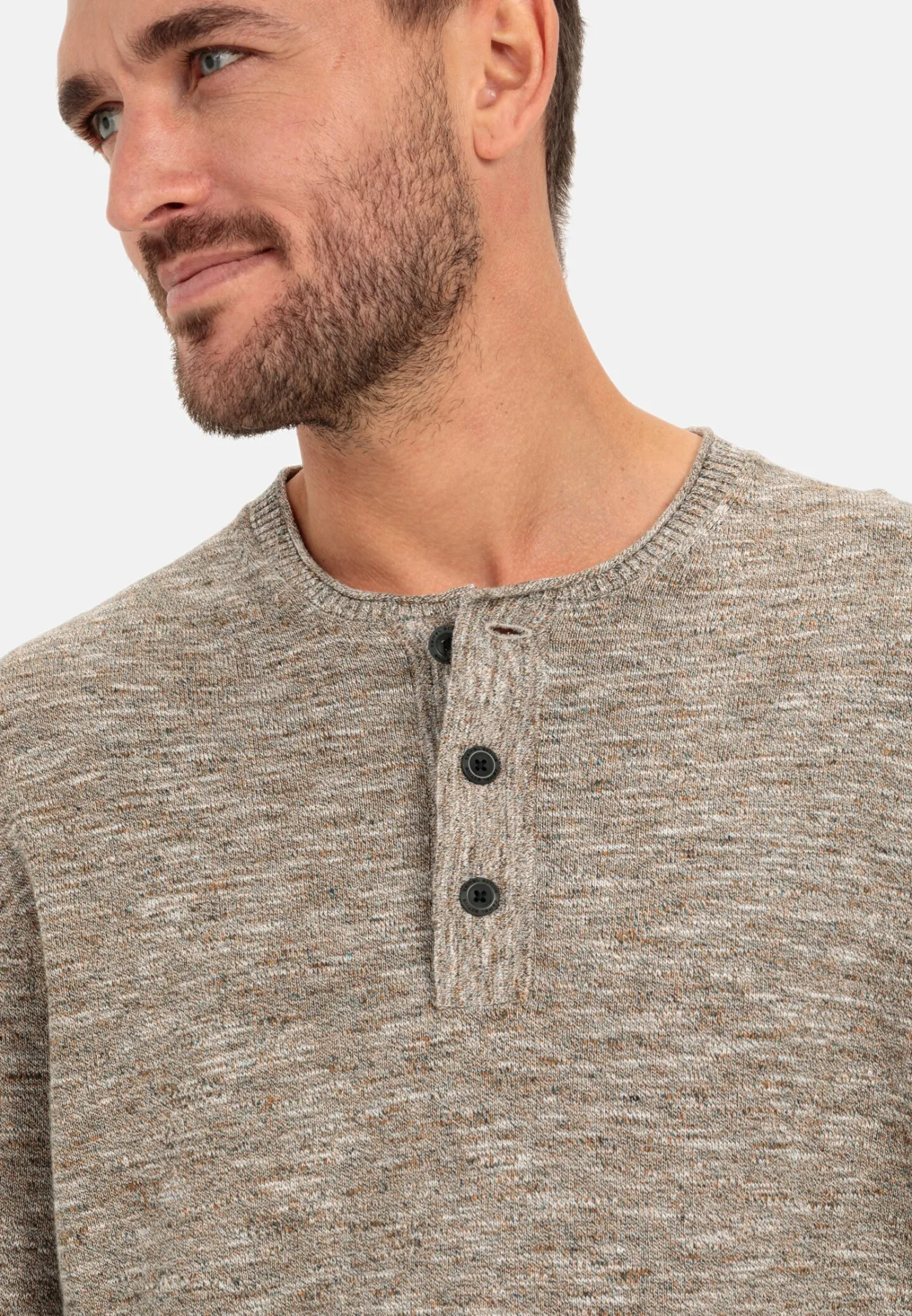 Herren Camel Active T-Shirts & Polos|Pullover & Cardigan^Strick Henleyshirt aus reiner Baumwolle
