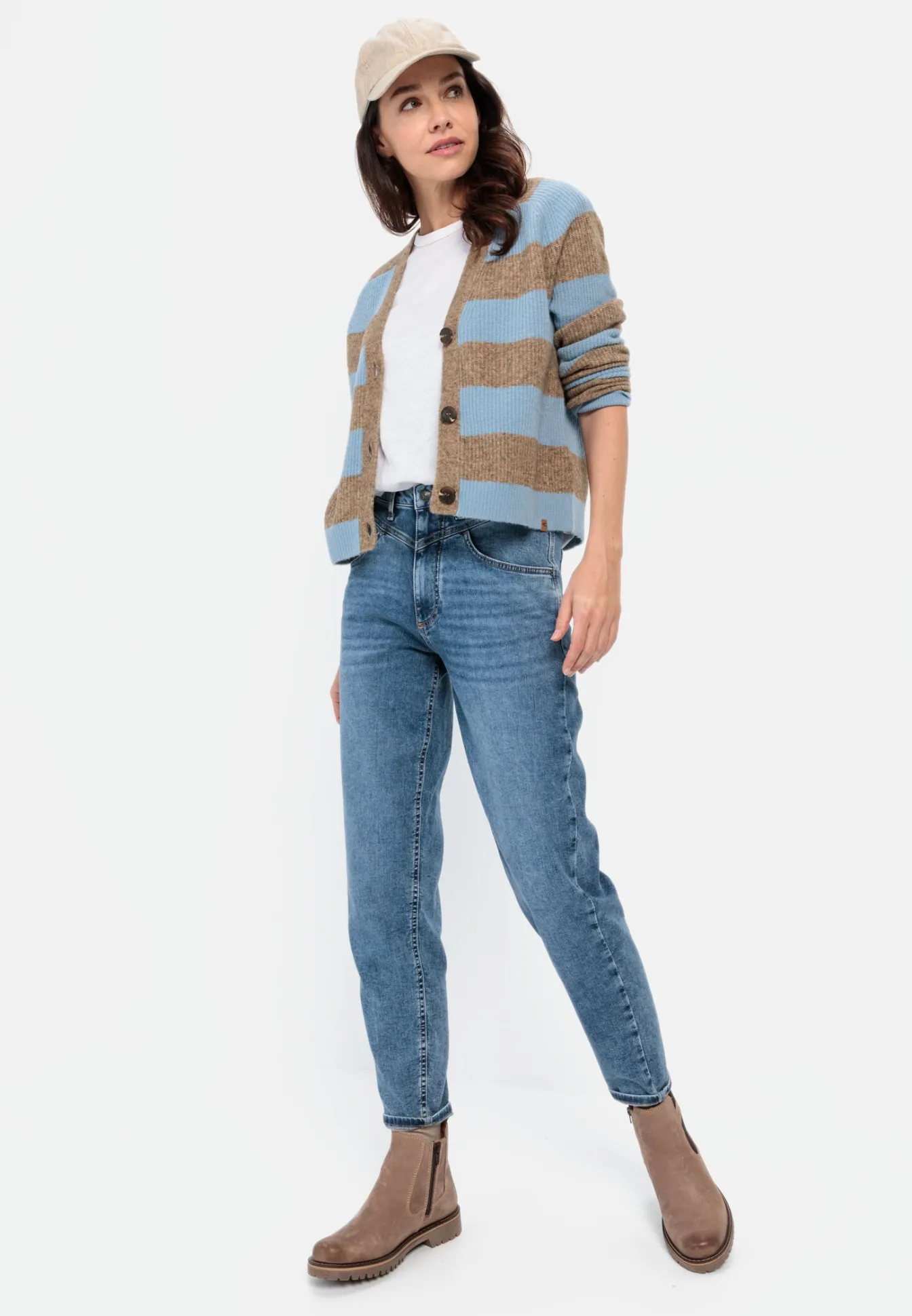 Damen Camel Active Pullover & Cardigans^Strickcardigan mit Streifenmuster
