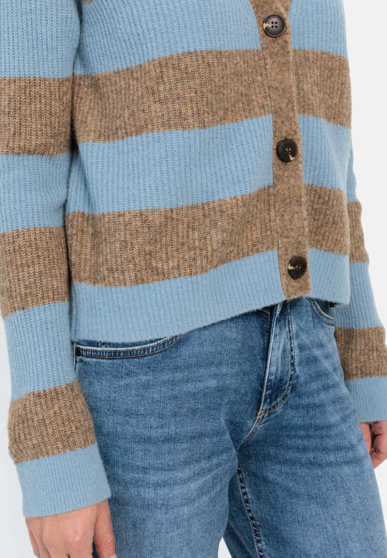 Damen Camel Active Pullover & Cardigans^Strickcardigan mit Streifenmuster