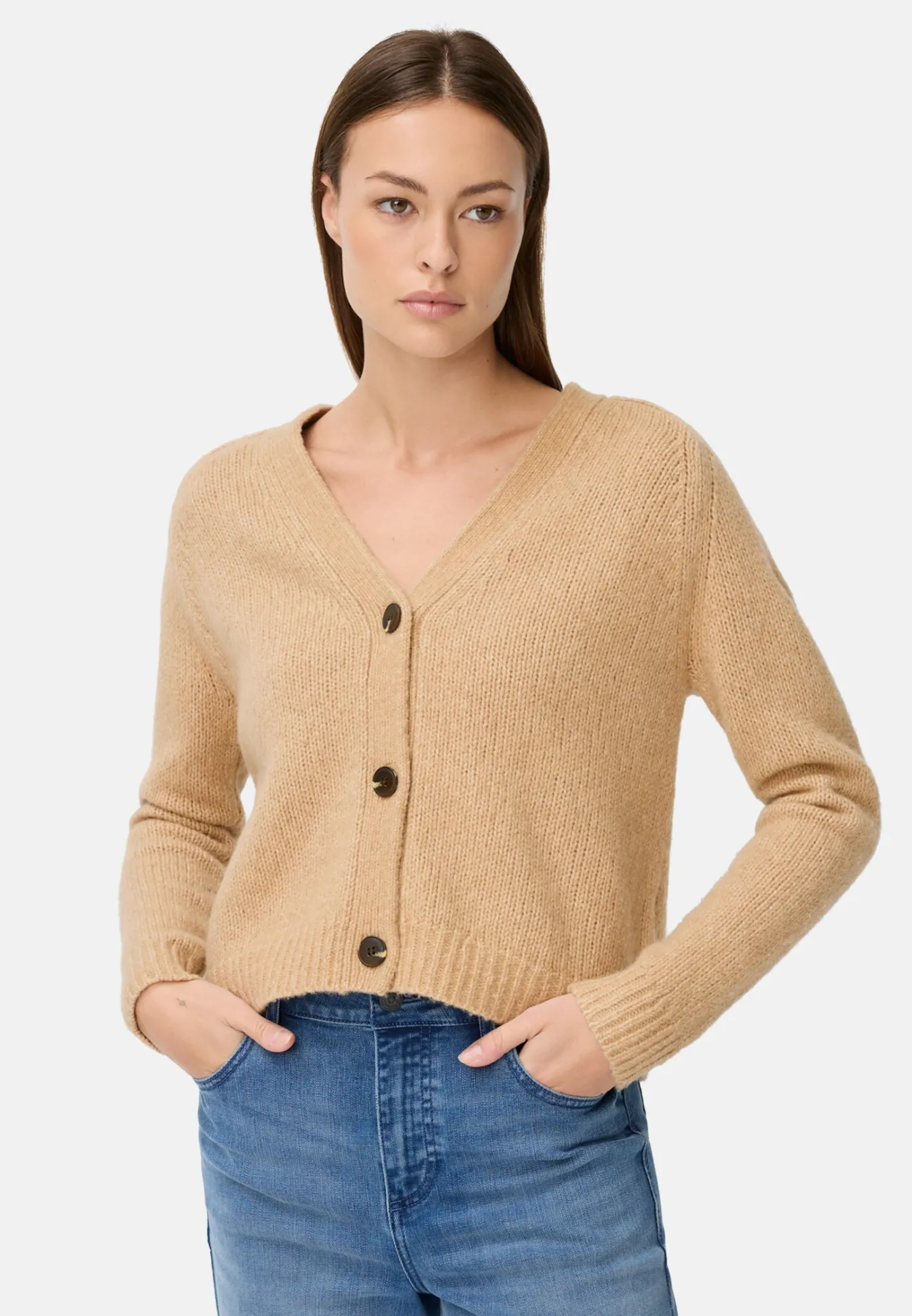 Damen Camel Active Pullover & Cardigans^Strickjacke mit Raglanärmeln und Knopfverschluss