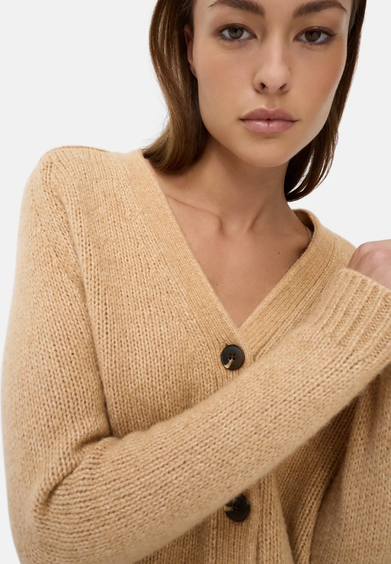 Damen Camel Active Pullover & Cardigans^Strickjacke mit Raglanärmeln und Knopfverschluss