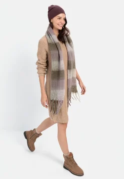 Damen Camel Active Kleider^Strickkleid mit Stehkragen