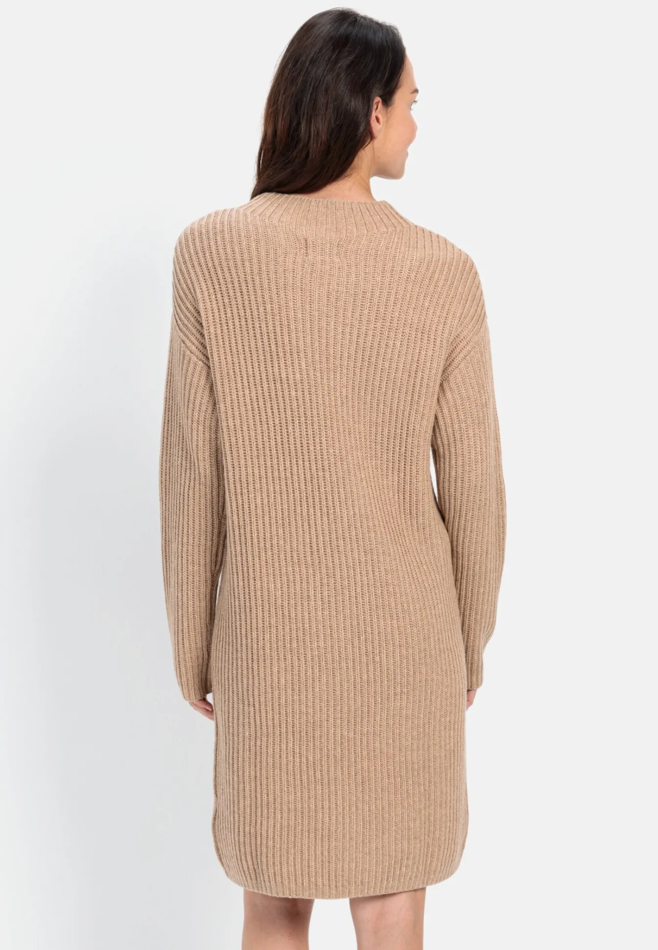 Damen Camel Active Kleider^Strickkleid mit Stehkragen