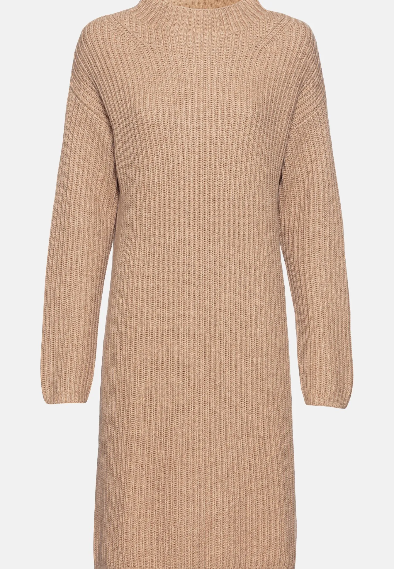Damen Camel Active Kleider^Strickkleid mit Stehkragen