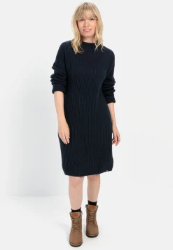 Damen Camel Active Kleider^Strickkleid mit Stehkragen