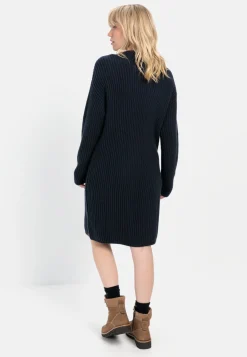 Damen Camel Active Kleider^Strickkleid mit Stehkragen