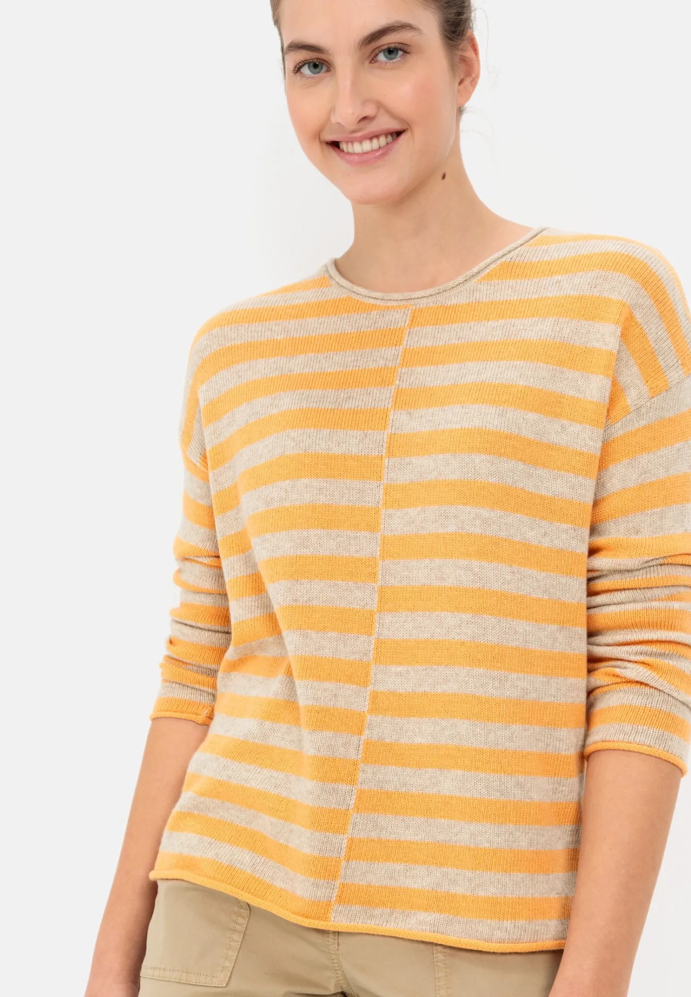 Damen Camel Active Pullover & Cardigans^Strickpullover mit Streifenmuster