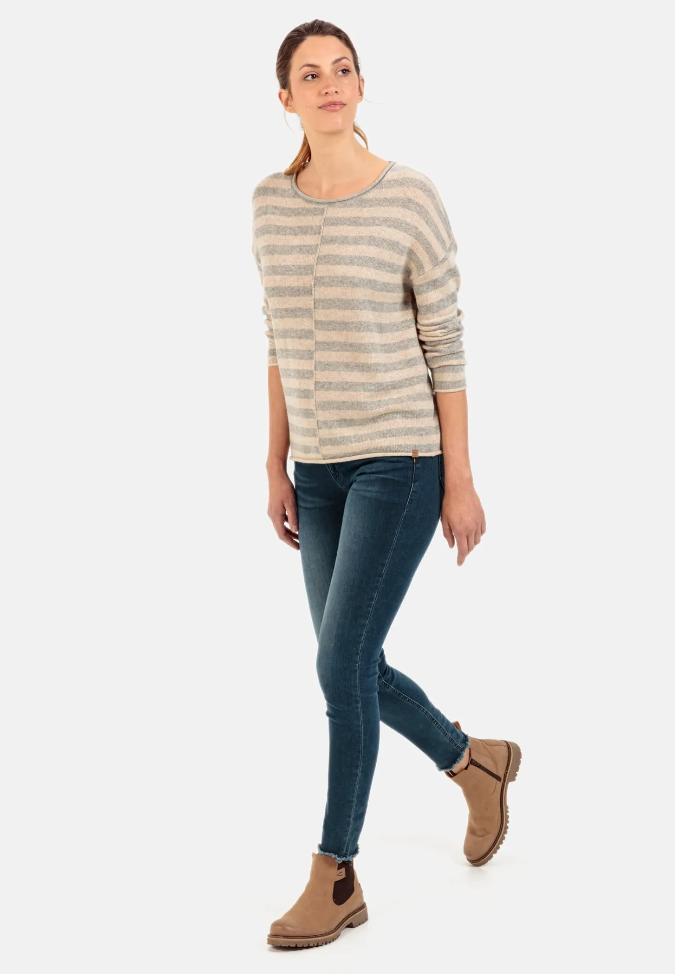 Damen Camel Active Pullover & Cardigans^Strickpullover mit Streifenmuster