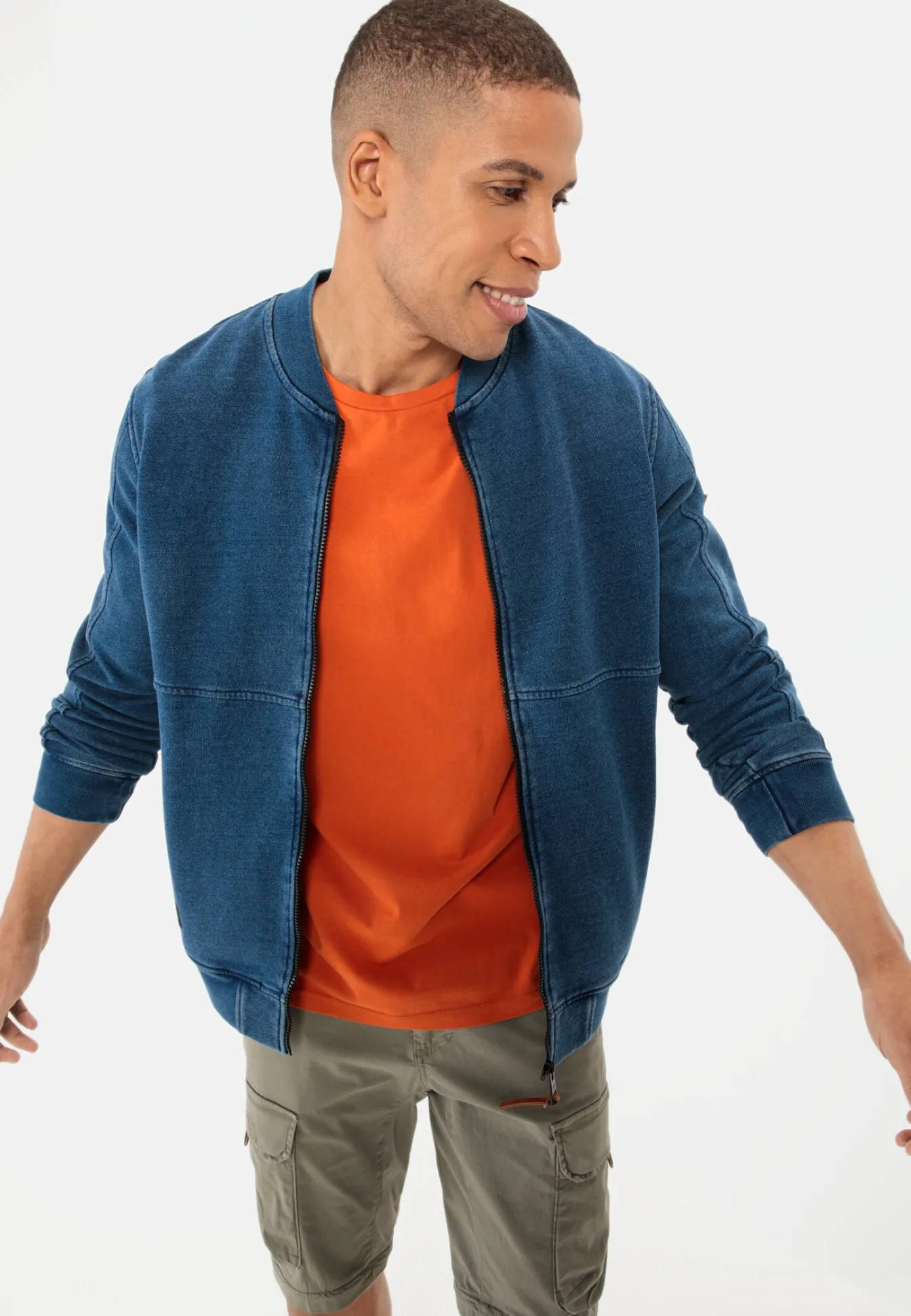 Herren Camel Active Sweatshirts & Hoodies^Sweatjacke in Denim-Optik