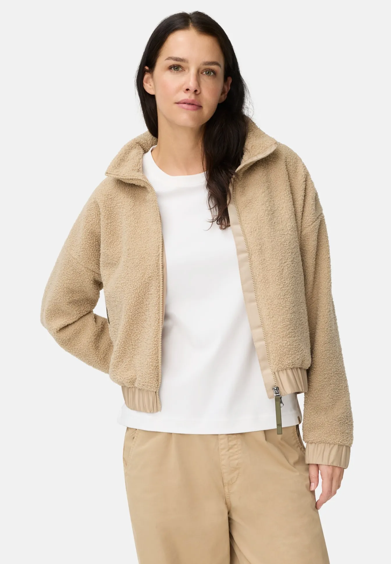 Damen Camel Active Jacken & Westen^Teddy Blouson mit Stehkragen und 2-Wege-Reißverschluss