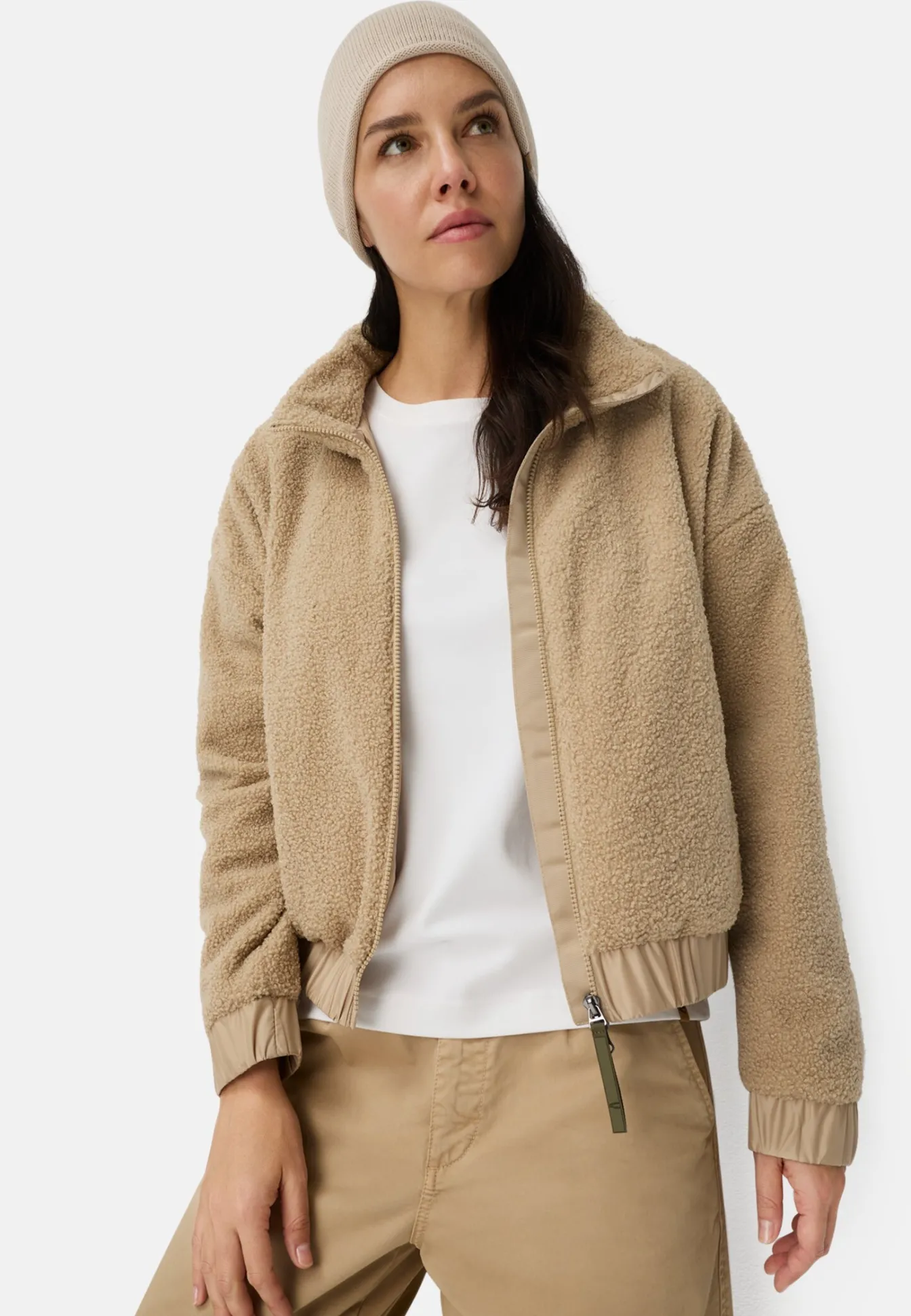 Damen Camel Active Jacken & Westen^Teddy Blouson mit Stehkragen und 2-Wege-Reißverschluss