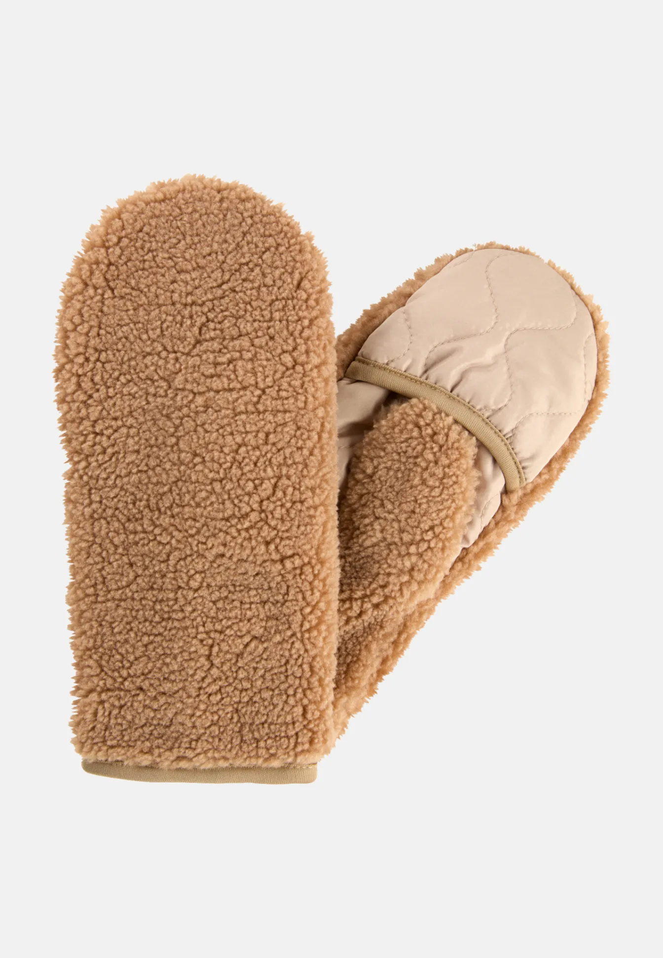 Damen Camel Active Handschuhe^Teddy Handschuhe in einem Materialmix