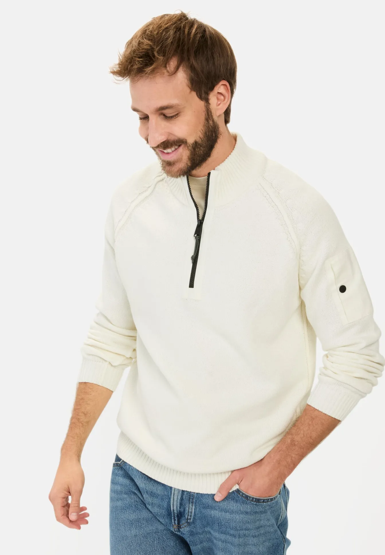 Herren Camel Active Pullover & Cardigan^Troyer Pullover aus einem Baumwollmix