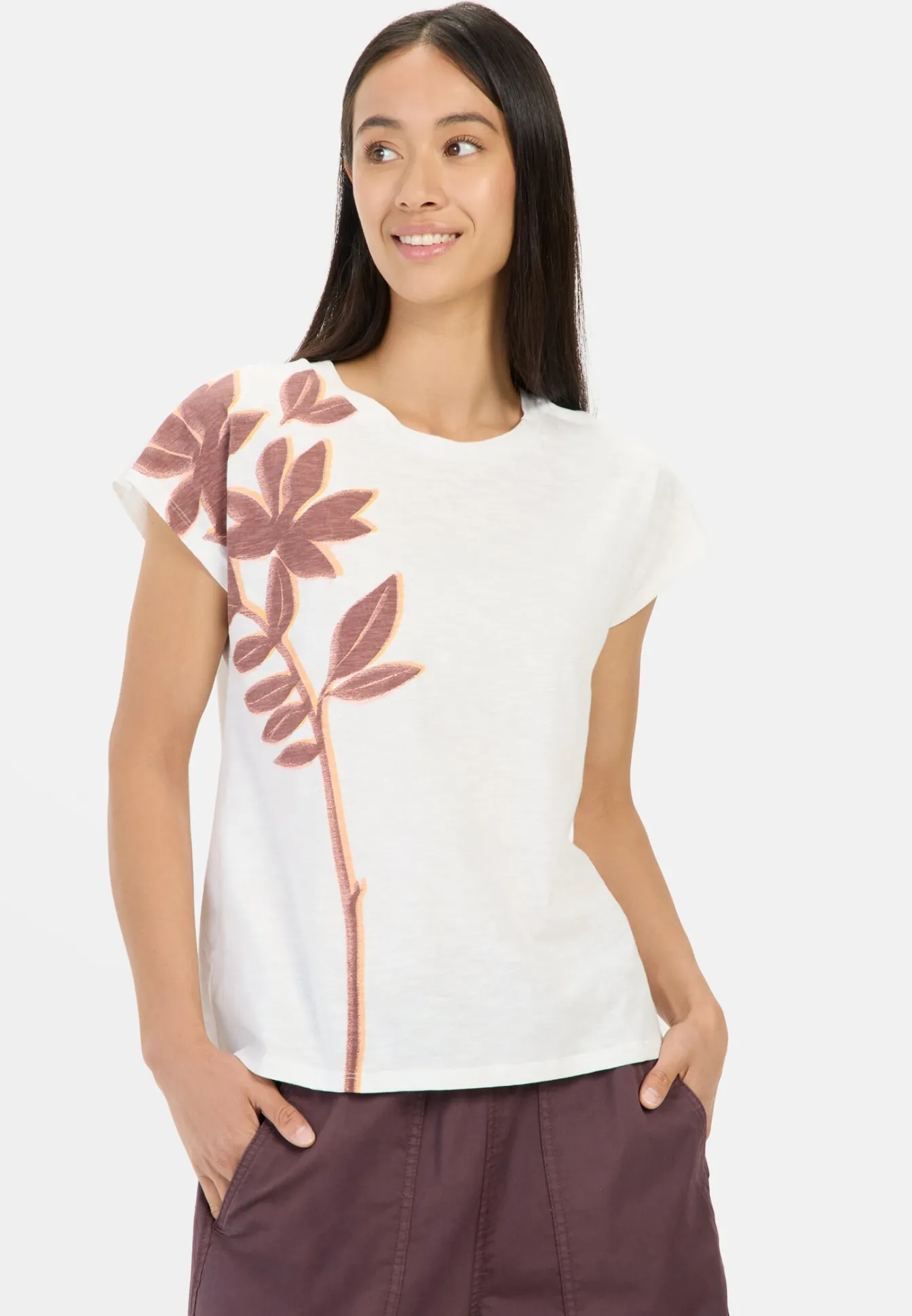 Damen Camel Active T-Shirts & Polos^T-Shirt mit Blumenprint aus Baumwolle