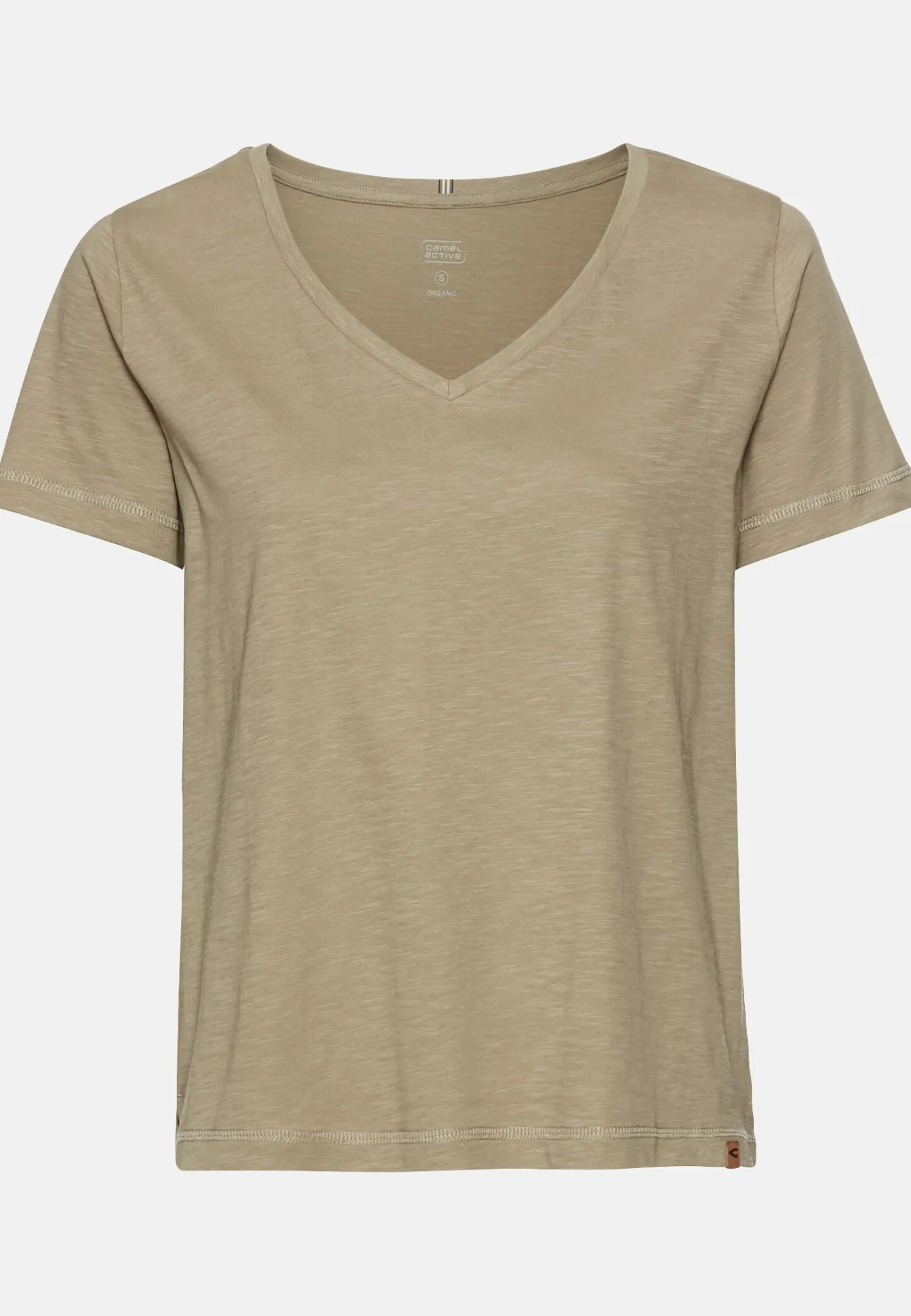 Damen Camel Active T-Shirts & Polos^T-Shirt mit V-Ausschnitt aus reiner Baumwolle