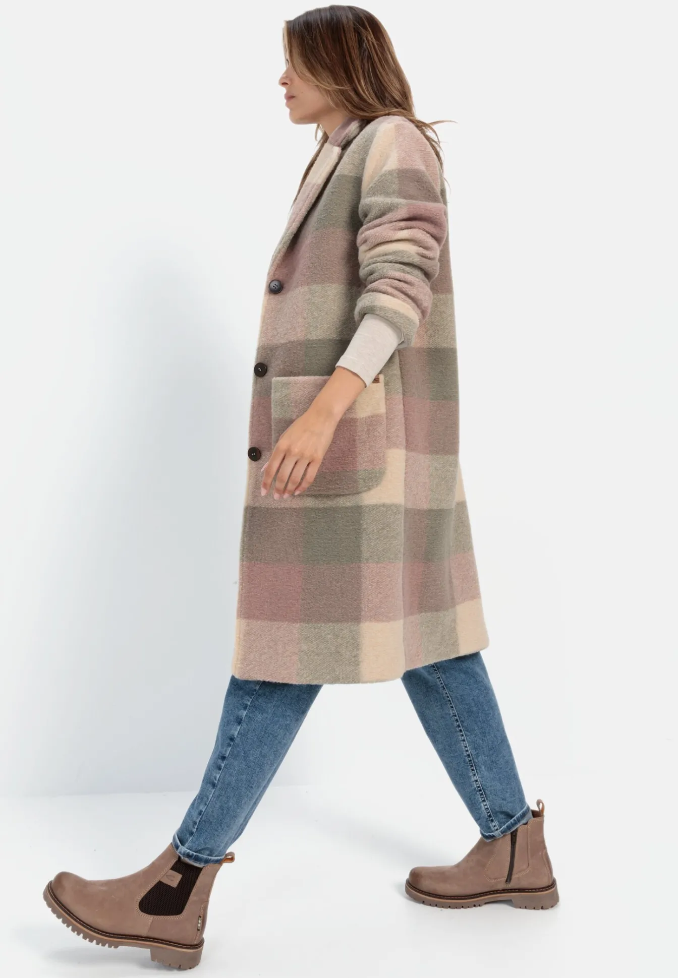 Damen Camel Active Jacken & Westen^Wollmantel mit Reverskragen